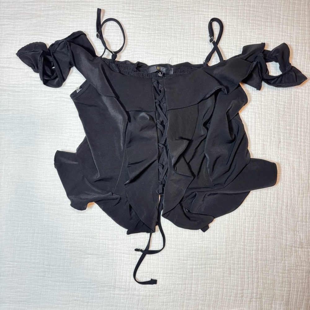 Iris Black Ruffled Off-Shoulder Blouse